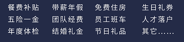 PP电子游戏员工福利：餐费补助、五险一金、年度体检、带薪年假、团队经费、成婚礼金、免费住房、员工班车、节日礼物、生日礼券、人才落户、其它……
